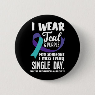 Wear Teal Purple For Someone Miss Every Day 6 Cm Round Badge