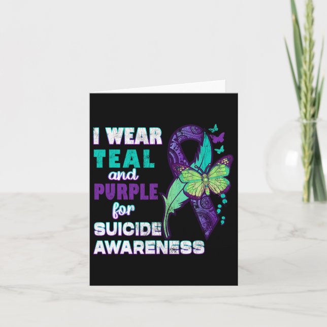 Wear Teal Purple For Suicide Awareness You Problem Card (Front)