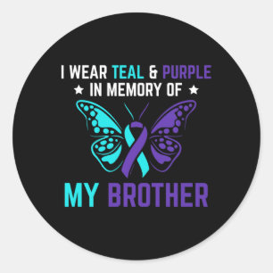 Wear Teal Purple In Memory Of Brother Awareness Classic Round Sticker