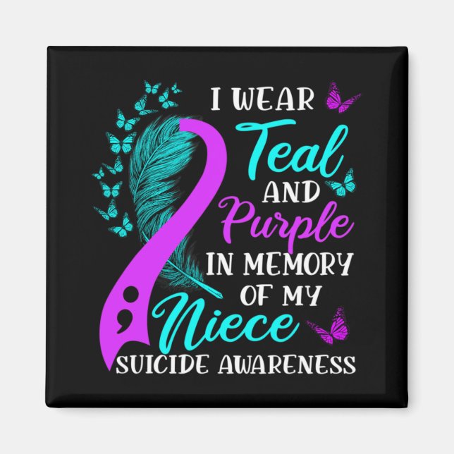 Wear Teal Purple In Memory Of My Niece Suicide Awa Magnet (Front)