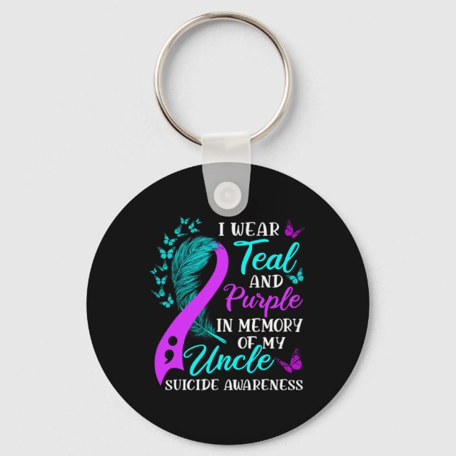 Wear Teal Purple In Memory Of My Uncle Suicide Awa Key Ring (Front)