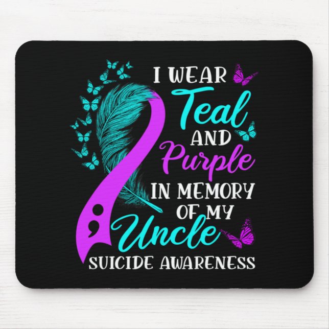 Wear Teal Purple In Memory Of My Uncle Suicide Awa Mouse Mat (Front)
