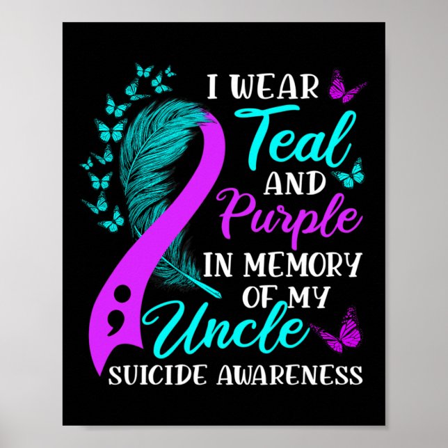 Wear Teal Purple In Memory Of My Uncle Suicide Awa Poster (Front)