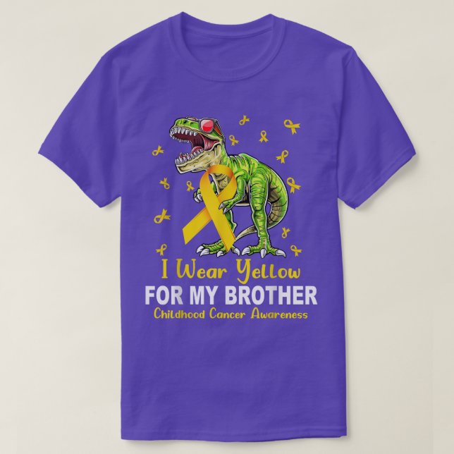 Wear Yellow For My Brother Childhood Cancer Dinosa T-Shirt (Design Front)