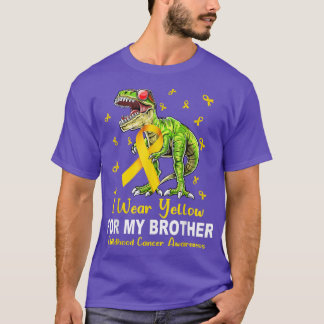 Wear Yellow For My Brother Childhood Cancer Dinosa T-Shirt