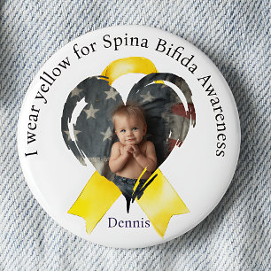 Wear Yellow for Spina Bifida Heart Button