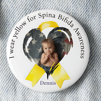 Wear Yellow for Spina Bifida Heart Button