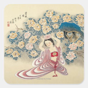 Wearing A Flower in the Head Square Sticker