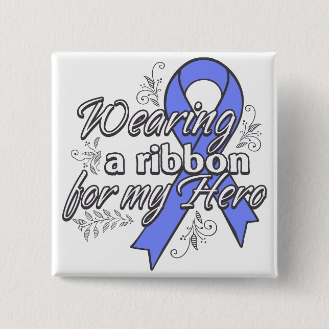 Wearing a Periwinkle Ribbon for My Hero 15 Cm Square Badge (Front)