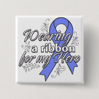 Wearing a Periwinkle Ribbon for My Hero 15 Cm Square Badge