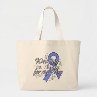 Wearing a Periwinkle Ribbon for My Hero Large Tote Bag