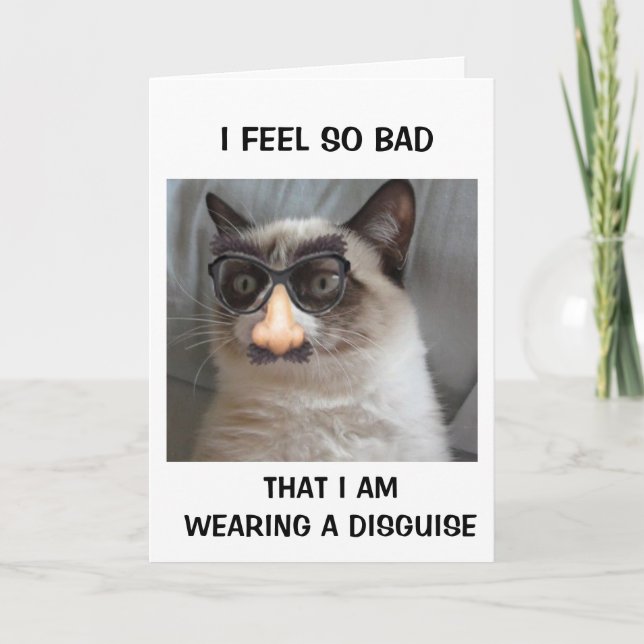 WEARING DISGUISE-FEEL SO BAD BELATED BIRTHDAY CARD (Front)
