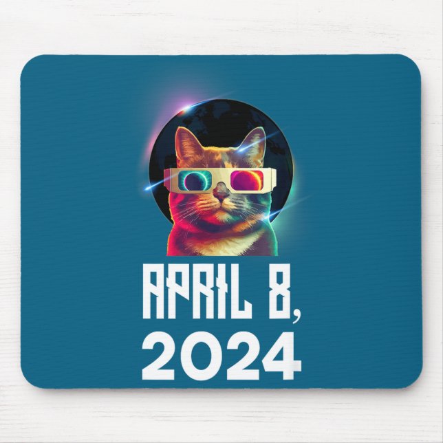 Wearing Funny Solar Eclipse Cat Solar Eclipse Mouse Mat (Front)