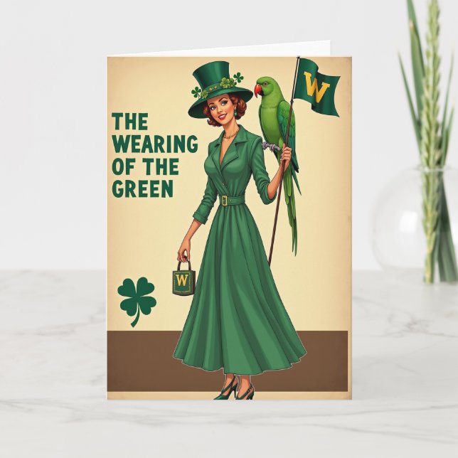 Wearing Green Woman Retro Card (Front)