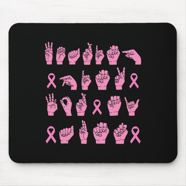 Wearing Pink For My Aunt Sign Language Breast Canc Mouse Mat (Front)