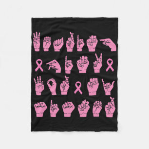 Wearing Pink For My Sister Asl Breast Cancer Suppo Fleece Blanket