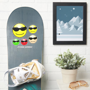 Wearing Shades Emoji Colourful Faces Add Name 8"