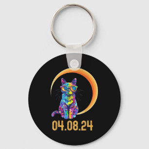 Wearing Shirt Cat Glasses Solar Eclipse Usa Key Ring