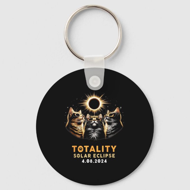 Wearing Shirt Cat Solar Eclipse Glasses Key Ring (Front)