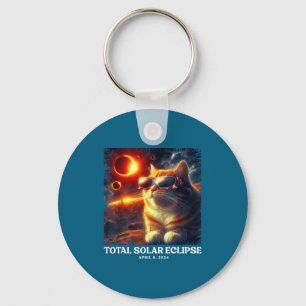 Wearing Shirt Total Solar Eclipse Cat Glasses Key Ring