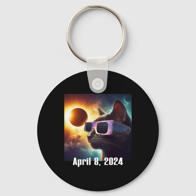 Wearing Solar Glasses Eclipse Colourful Pop Cultur Key Ring (Front)