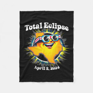 Wearing Texas Eclipse Glasses Solar Eclipse Fleece Blanket