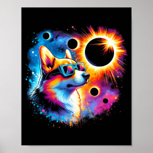 Wearing Total Solar Eclipse Corgi Dog Poster