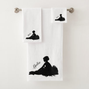 Weary Ballerina Personalised w Name Bath Towel Set