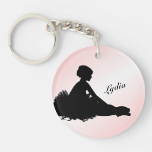 Weary Ballerina Personalised w Name Pink Key Ring
