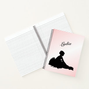 Weary Ballerina Personalised w Name Pink Notebook