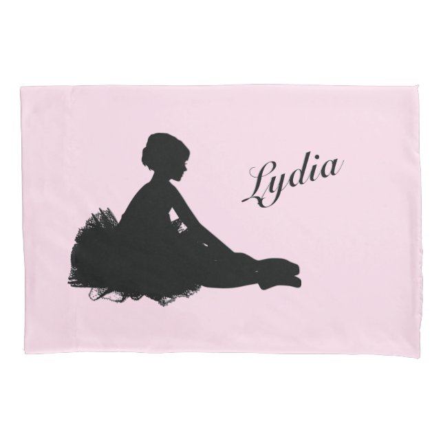 Weary Ballerina Personalised w Name Pink Pillowcase (Front)