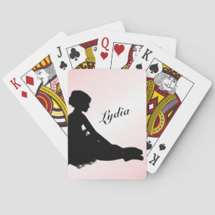 Weary Ballerina Personalised w Name Pink Playing Cards
