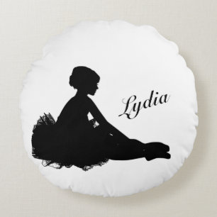 Weary Ballerina Personalised w Name Round Cushion