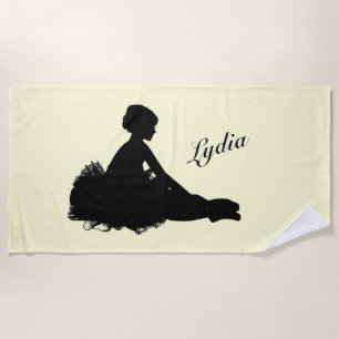 Weary Ballerina Personalised w Name Yellow Beach Towel