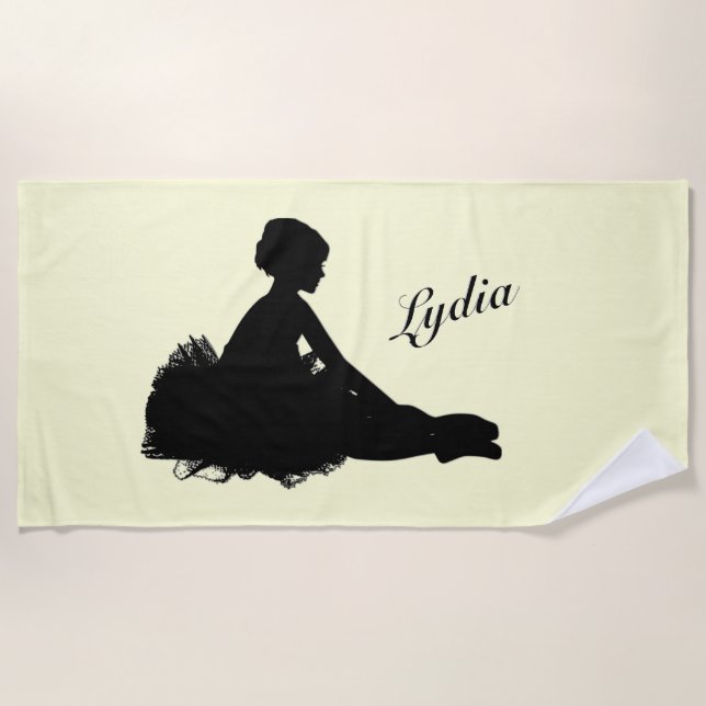 Weary Ballerina Personalised w Name Yellow Beach Towel (Front)