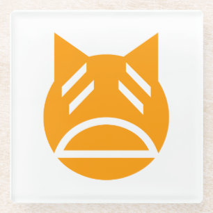 Weary Emoji Cat Glass Coaster