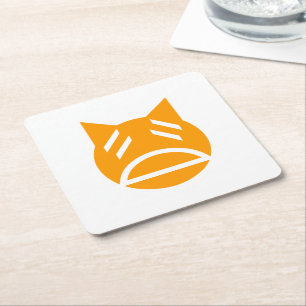 Weary Emoji Cat Square Paper Coaster