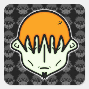 Weary greenish dude with goatee v3 square sticker