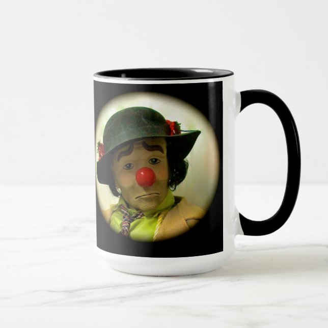 Weary Willie Sad Face Clown - Black 15 Oz Mug (Right)