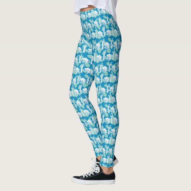Weasel & Baboon Blue Character Pattern Leggings (Left)