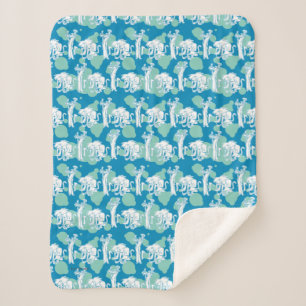 Weasel & Baboon Blue Character Pattern Sherpa Blanket