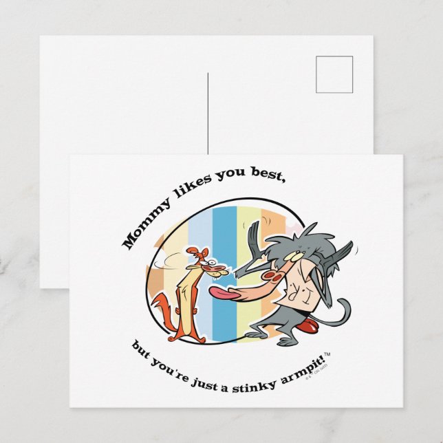 Weasel & Baboon "Mummy Likes You Best" Postcard (Front/Back)