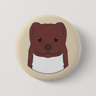 Weasel Face 6 Cm Round Badge