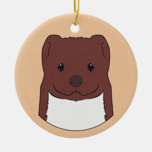 Weasel Face Ceramic Tree Decoration