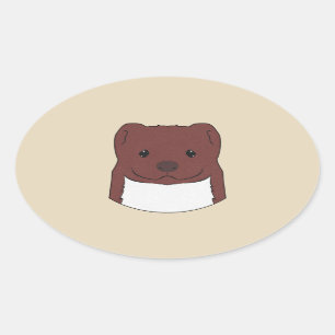 Weasel Face Oval Sticker