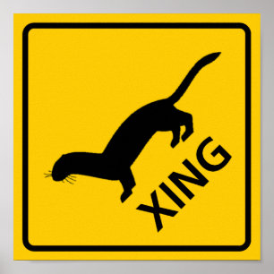 Weasel / Ferret Crossing Highway Sign