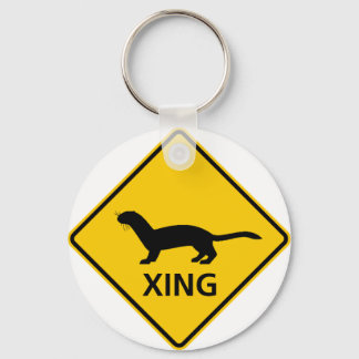 Weasel / Ferret Crossing Highway Sign Key Ring