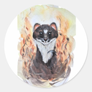 Weasel Magic Humour Totem Harmony Watercolor Mysti Classic Round Sticker