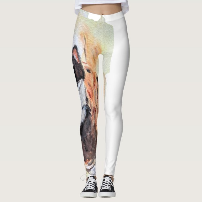 Weasel Magic Humour Totem Harmony Watercolor Mysti Leggings (Front)