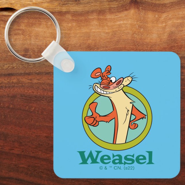 Weasel Thumbs Up Character Graphic Key Ring (Front)